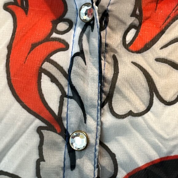 DAVID CLINE Sheer Top Size Medium Paisley Print Beautiful Buttons 3/4 Sleeves - Picture 4 of 8